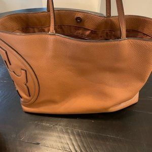 Tory Burch Side Logo Leather Tote